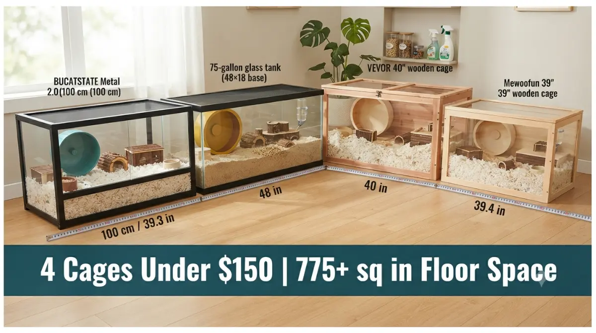 Four cheap large hamster cages under $150 that meet the 775 square inch minimum floor space requirement