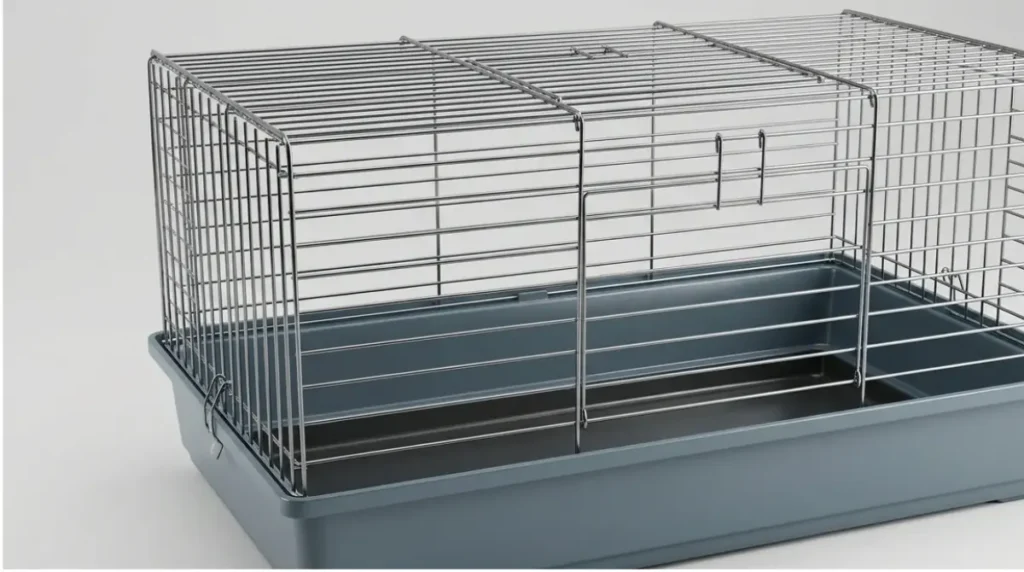 Large hamster cages showing the metal frame and smaller usable floor area inside the solid base. Copy alt text