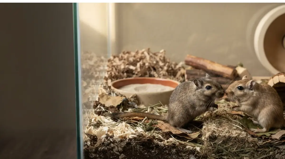 Can Gerbils Live Alone: Two Mongolian gerbils living peacefully together