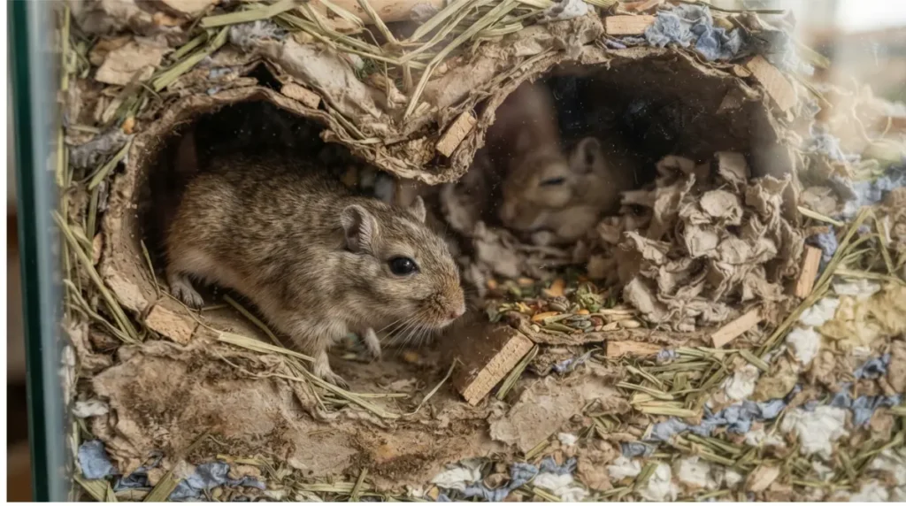 Gerbil Bedding Depth supporting a stable tunnel used by a Mongolian gerbil