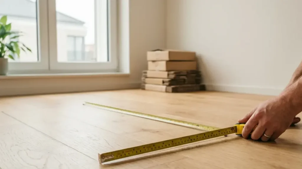 Person measuring a 100 cm by 50 cm floor space for a Gerbil Tank